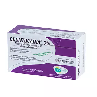 Anestesia Odontocaina Sin Epinefrina 3% Caja x 5 Blister